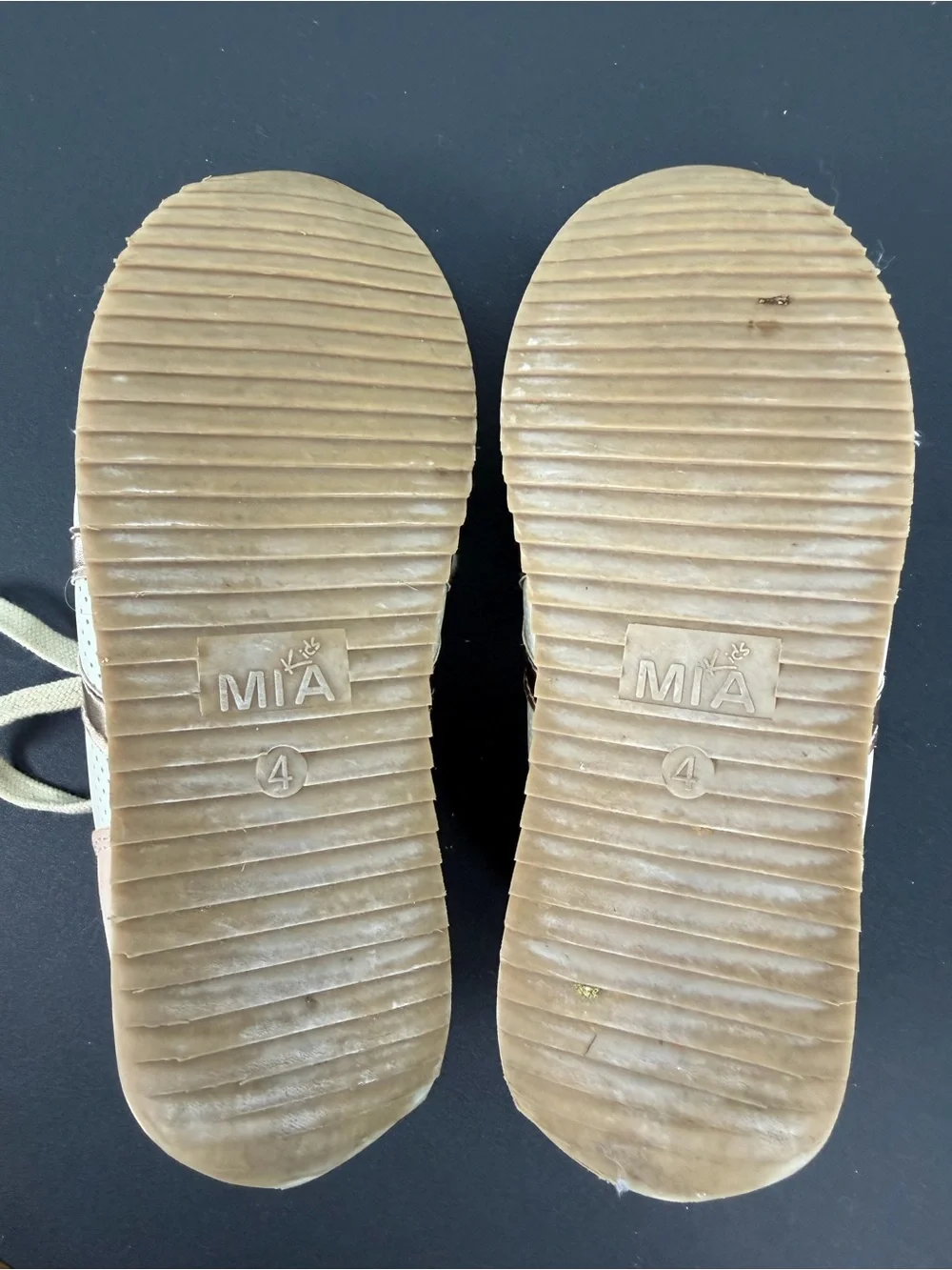 MIA Kids Lena White and Blush Pink Perforated Leather Sneakers
